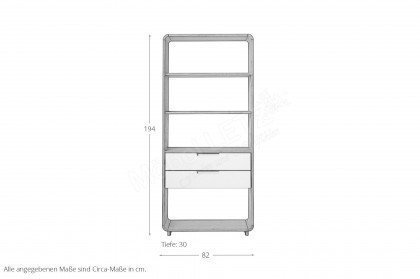 Amalfi von Skandinavische Möbel - Bücherregal mit weiß/ Eiche