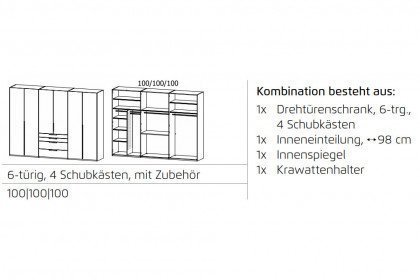 Purisma von Rauch Orange - Schrank mit weißer Glasfront und Inneneinrichtung