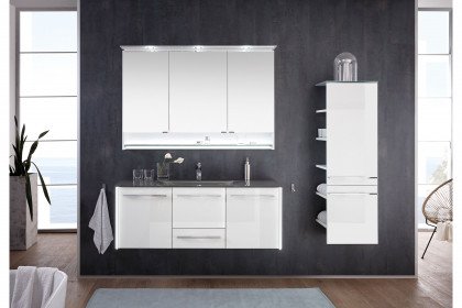 Bad 116 von LEONARDO living - Badezimmer Glas weiß mit Glaswaschtisch