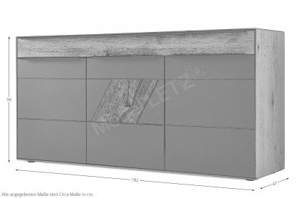Talvera 1015 von VALMONDO - Sideboard Asteiche/ Farbglas anthrazit