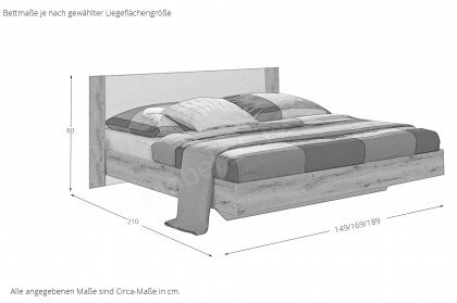 Nora von Wimex - Doppelbett inklusive Nachttische in Plankeneiche/ Weiß