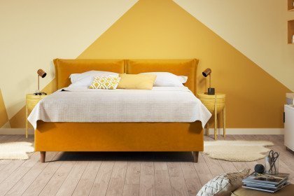 Cavalli von Schlaraffia - Polsterbett mustard mit Bettkasten