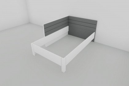 Kosi Plus von MONDO - Bett mit Polsterkopfteil grau - weiß