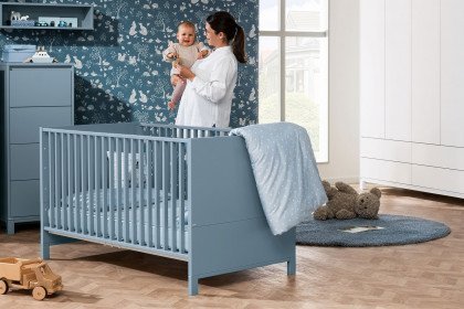 Olli von Paidi - blaues Kinderbett mit Juniorbettseiten Liegefläche 70x140 cm