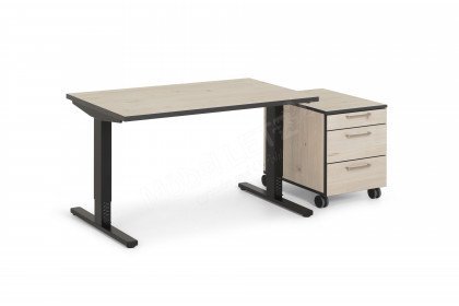 NEWwork von Rudolf - höhenverstellbarer Schreibtisch mit Rollcontainer