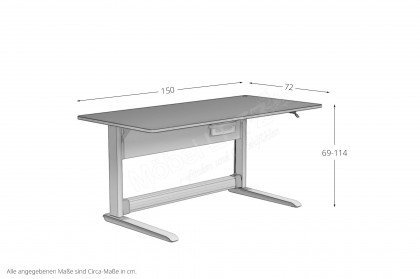 T1 von moll - höhenverstellbarer Schreibtisch in Softgrau