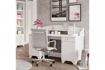 Royal White von Meblik - eleganter Schreibtisch mit 2 Schrank-Elementen