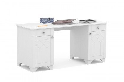 Royal White von Meblik - eleganter Schreibtisch mit 2 Schrank-Elementen