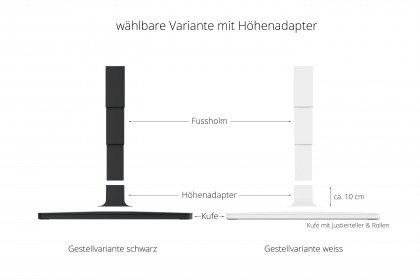 T6 L von moll - höhenverstellbarer Schreibtisch in Weiß