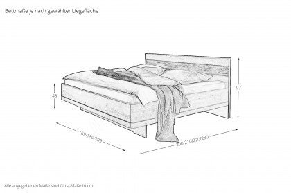 Vancouver von Wiemann - Schwebe-Bett 160x200 cm Bianco-Eiche teilmassiv