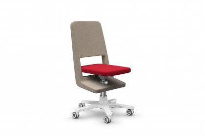 S9 von moll - Schreibtischstuhl in Beige mit rotem Sitz