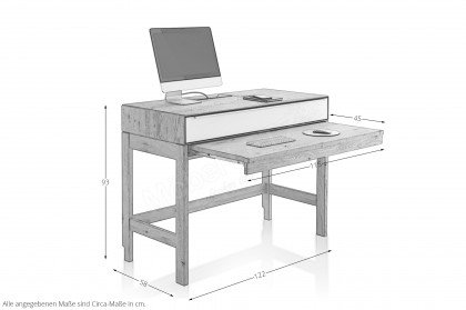 Talvera 1015 von VALMONDO - Tisch mit ausziehbarer Schreibtischplatte