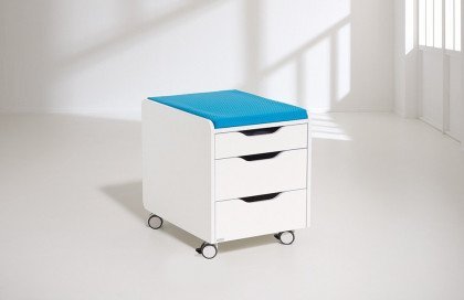 Teenio 130 GT von Paidi - Schreibtisch weiß - blau mit neigungsfähiger Hauptplatte