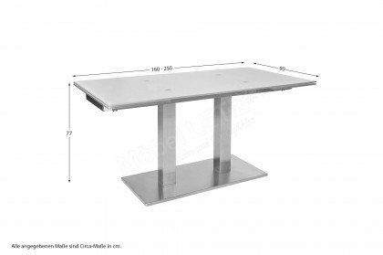 Seta 3060 von MONDO - Esszimmertisch mit weißer Glasplatte