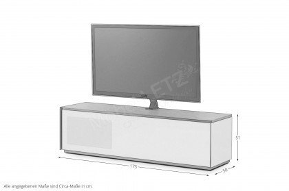 MO&MA von Munari - TV-Element mit weißer Glasfront und TV-Säule