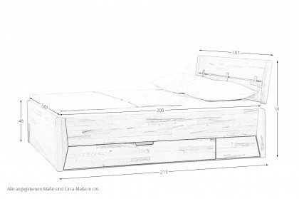 Ovata von VALMONDO - Massivholzbett Kernbuche mit Bettkasten