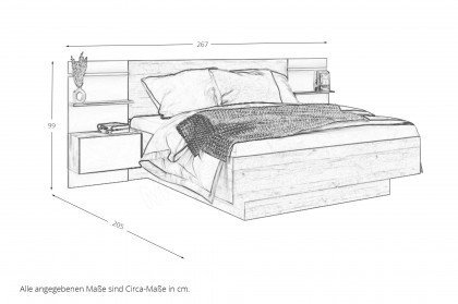 Lenybelardo von Forte - Schlafzimmer-Einrichtung mit Bettkasten & Beleuchtung