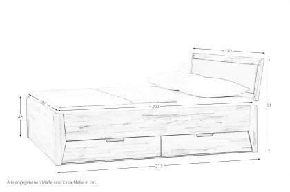 Ovata von VALMONDO - Massivholzbett Kernbuche mit Bettkasten