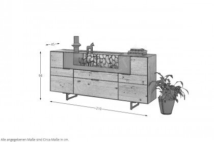 Varedo von witlake - Sideboard Eiche/ carbonfarbiges Metall