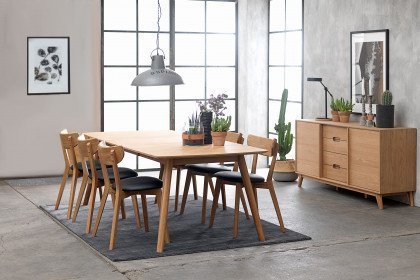 RHO von Skandinavische Möbel - Esstisch mit 2 innenliegenden Einlegeplatten