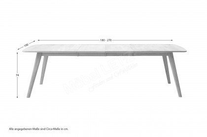 RHO von Skandinavische Möbel - Esstisch mit 2 innenliegenden Einlegeplatten