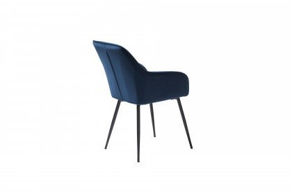 Melfort von Skandinavische Möbel - Esszimmerstuhl im blauen Veloursbezug