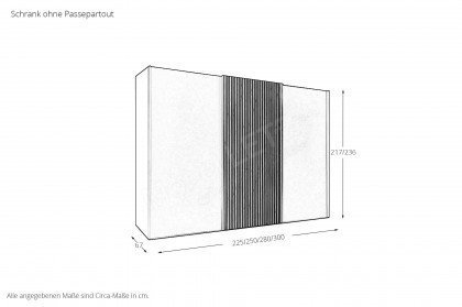 Denver von Wiemann - Schweber Glas weiß - graphit ca. 225 cm breit