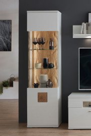 Topeka von IDEAL Möbel - Wohnwand 103 weiß mit Eichen-Akzenten