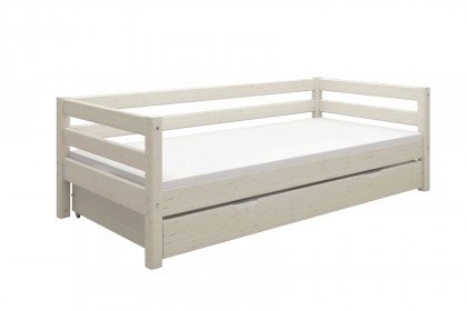 Classic-LE16 von FLEXA - Bett mit Ausziehbett in gleicher Höhe Kiefer white washed