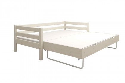 Classic-LE16 von FLEXA - Bett mit Ausziehbett in gleicher Höhe Kiefer white washed