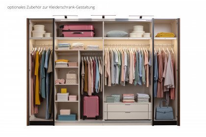 Luzern von LIV'IN - 4-türiger Kleiderschrank mit Spiegel - Eiche Flagstaff