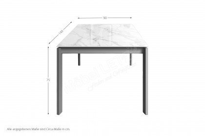 Lotus-dining von CANCIO - Esstisch mit weiß grauer Tischplatte