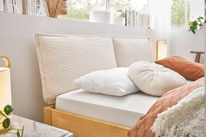 Andria von LIV'IN - massives Bett mit Kufenfüßen - Polsterkopfteil Cord grau