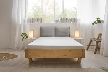 Andria von LIV'IN - massives Bett mit Kufenfüßen - Polsterkopfteil Cord grau