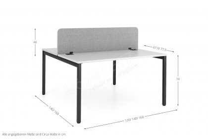 bspace von Nowy Styl - Doppel-Schreibtisch mit Stoffpaneel