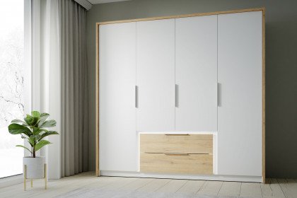 - Schubladen Forte Möbel mit grau Luano Kleiderschrank | - Online-Shop Letz Ihr weiß