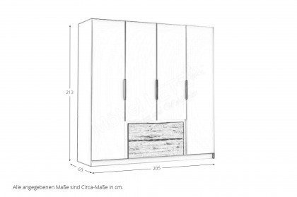 Luano von Forte - Schrank 4-türig mit 2 Schubladen inklusive Beleuchtung