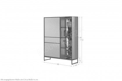 Alva von Hartmann - Highboard Glas fango/ Birkenrinde