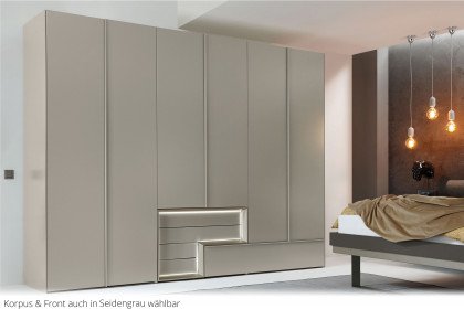 Tetrim von hülsta - Schlafzimmer in Grau mit Designelementen