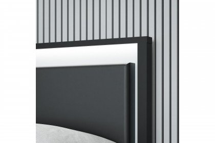 High Rock von Forte - modernes Schlafzimmer-Set 4-teilig hellgrau - schwarz
