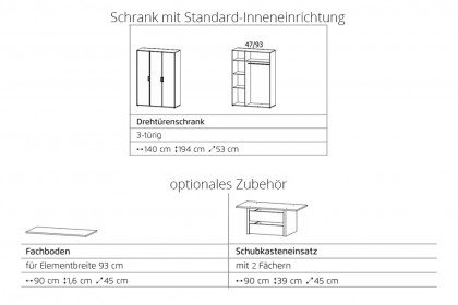 Voyager-sleeping von Rauch Blue - 3-türiger Schrank Artisan-Eiche