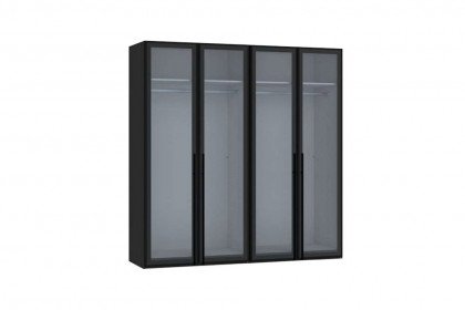 Longline von JUTZLER - 4-türiger Kleiderschrank schwarz mit Glastüren