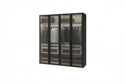 Longline von JUTZLER - 4-türiger Kleiderschrank schwarz mit Glastüren