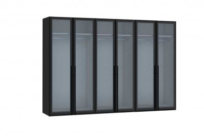 Longline von JUTZLER - Drehtürenschrank ca. 300 cm breit schwarz mit Glasfront