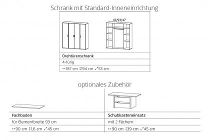 Voyager-sleeping von Rauch Blue - Schrank Industriestil grau-metallic - Eiche