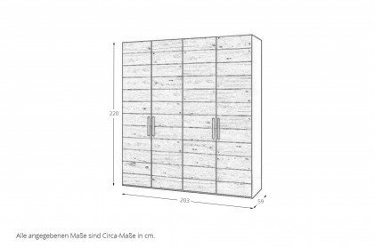Longline von JUTZLER - Schrank 4-türig schwarz - Paneeloptik Wildeiche Furnier