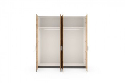 Longline von JUTZLER - Schrank 4-türig schwarz - Paneeloptik Wildeiche Furnier