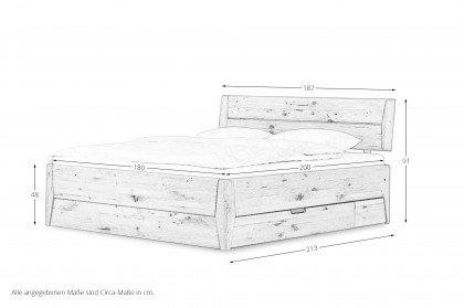 Ovata von VALMONDO - Massivholzbett Wildeiche honig mit Bettkasten
