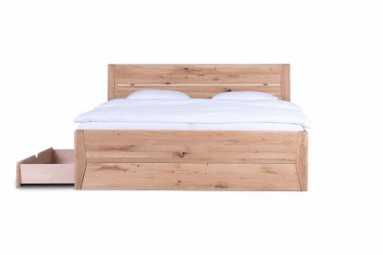 Ovata von VALMONDO - Massivholzbett Wildeiche honig mit Bettkasten