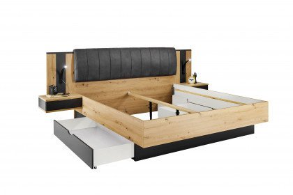 Cordoba von LIV'IN - Doppelbettanlage mit Nachtkonsolen Artisan Eiche - grau